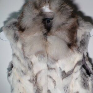 Jocelyn "Authentic Rabbit Fur" Brown & Cream Sleeveless Jacket, Sz. M